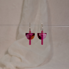 Acrylglas Ohrring Creole gold Halbkreis-Stab - handgefertigt Aquarell Farbverlauf