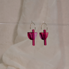 Acrylglas Ohrringe Creole gold Halbkreis-Stab - Aquarell Farbverlauf