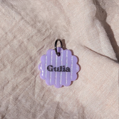 Hundemarke Bluetenform Violett Lavendel Streifen