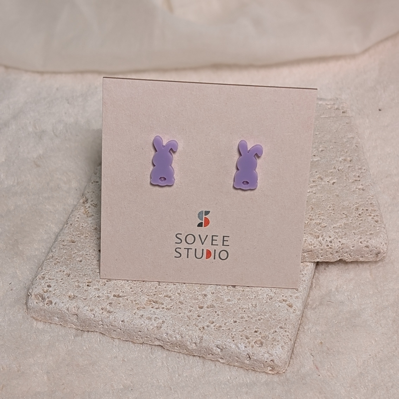 Ohrring Stecker Ostern Hase Puschel pastell flieder