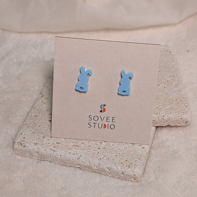 Ohrring Stecker Ostern Hase Puschel pastell hellblau