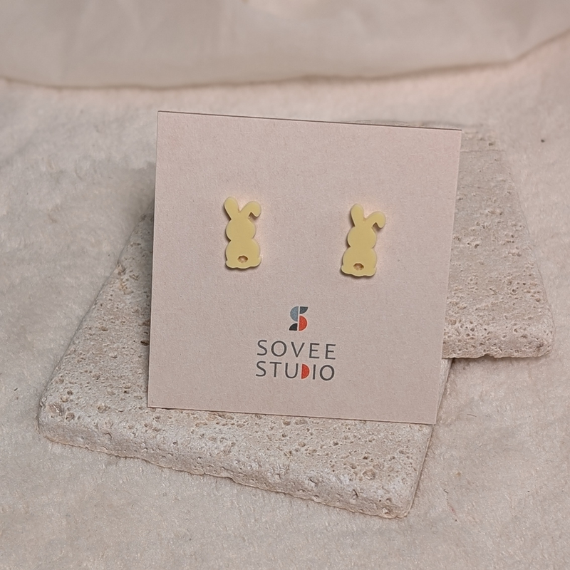 Ohrring Stecker Ostern Hase Puschel pastell pastellgelb