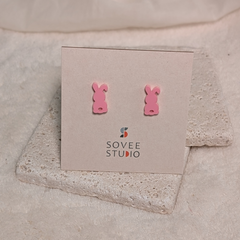 Ohrring Stecker Ostern Hase Puschel pastell rosa