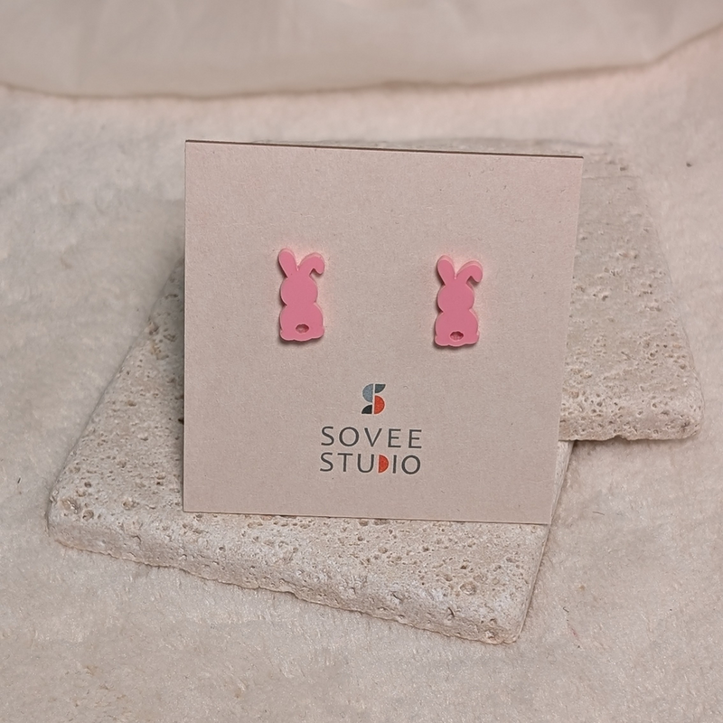 Ohrring Stecker Ostern Hase Puschel pastell rosa