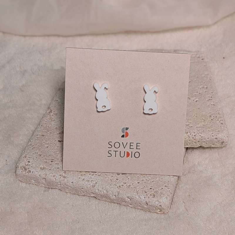 Ohrring Stecker Ostern Hase Puschel pastell weiss