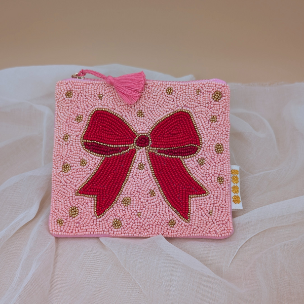 Tasche_Etui_Kosmetiktasche_Schleife_rosa_rot_Glasperlen_1